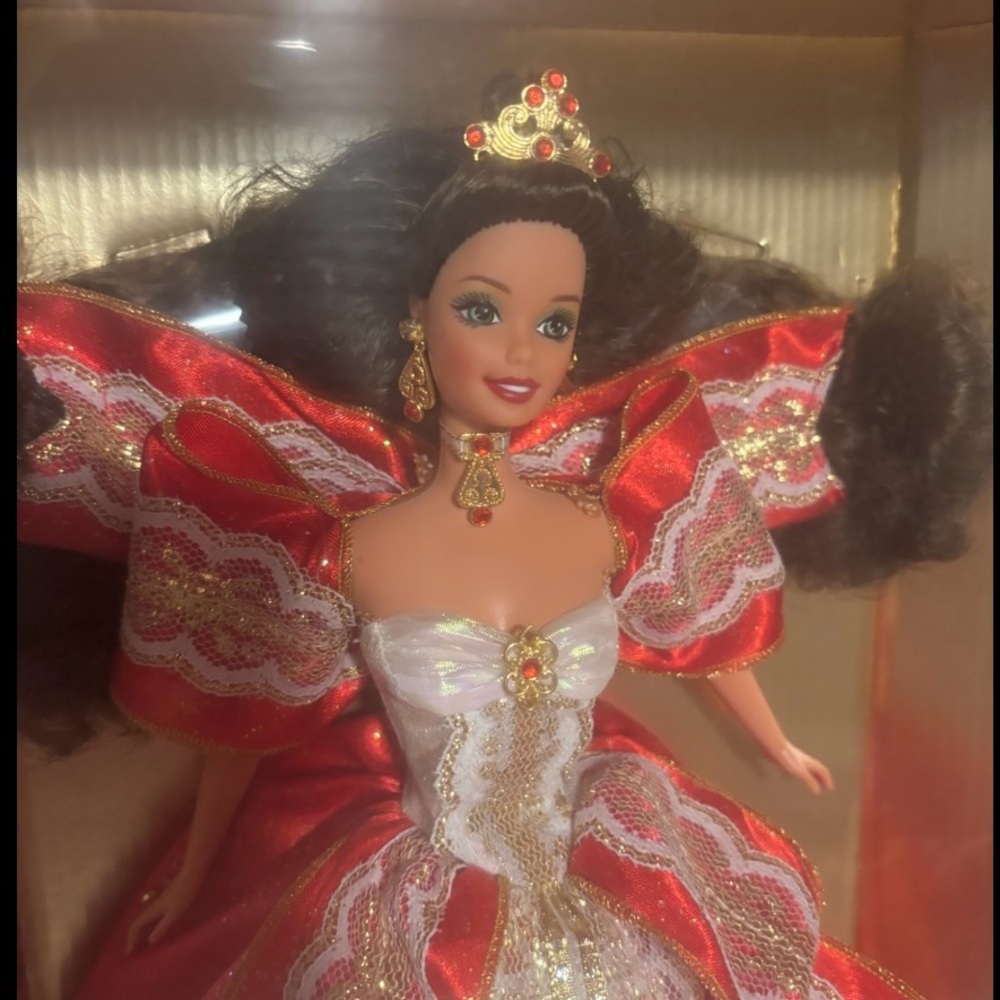 Nib Red Barbie Christmas Happy Holiday Special Edition 1997 Anniversary Tenth View 6